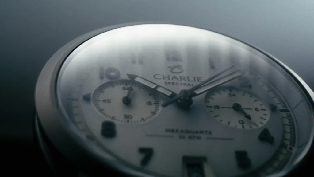 A close view of the Charlie Paris GRX watch dial